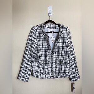 NWT Nanette Lepore Tweed Jacket Black and White size L